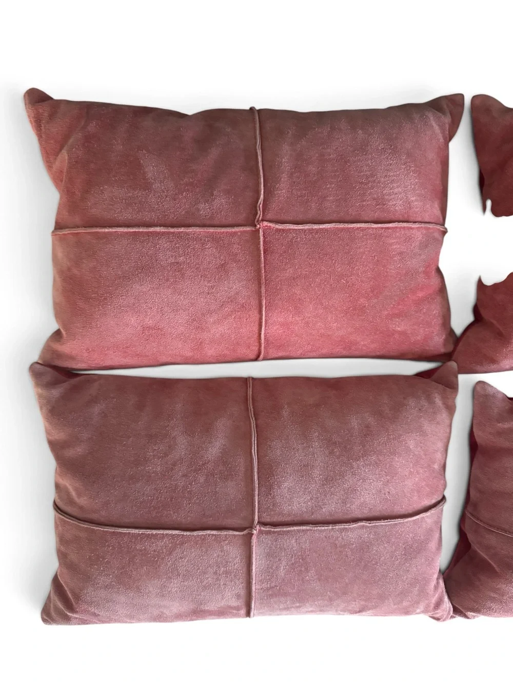 Crate & Barrel Suede Pillow Set of 4 Soft Faded Red Accent Home Decor 12 x 18